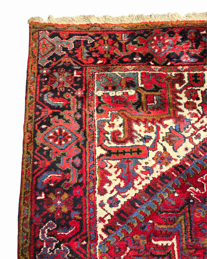 Groot Perzisch tapijt Heriz 342x245 wollen vloerkleed handgeknoopt iran