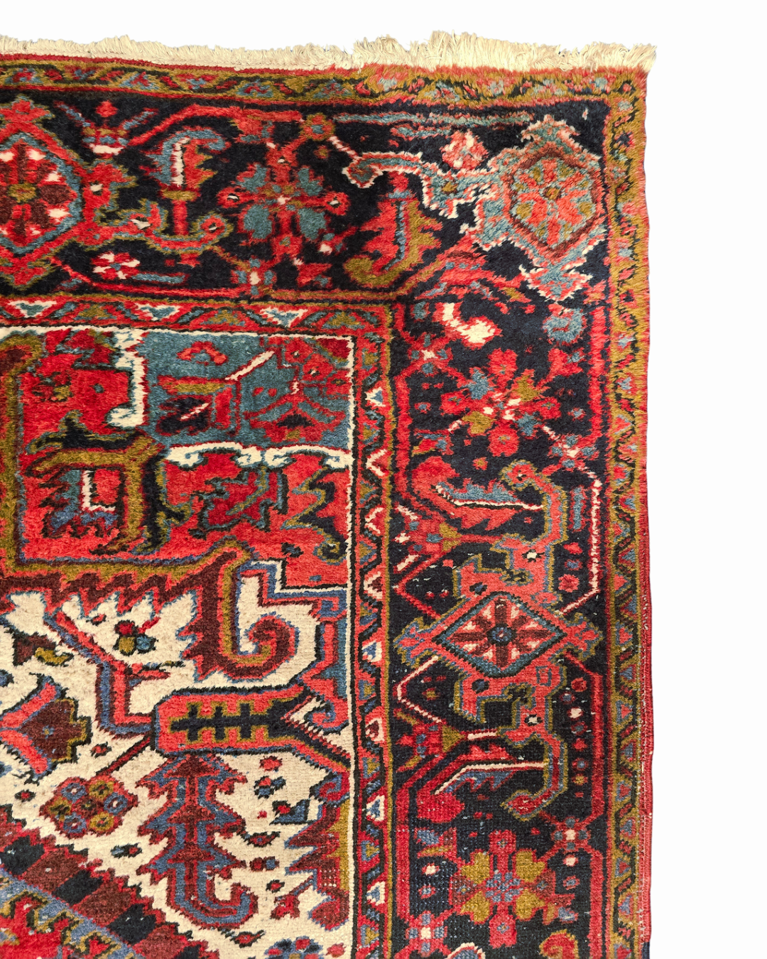 Groot Perzisch tapijt Heriz 342x245 wollen vloerkleed handgeknoopt iran
