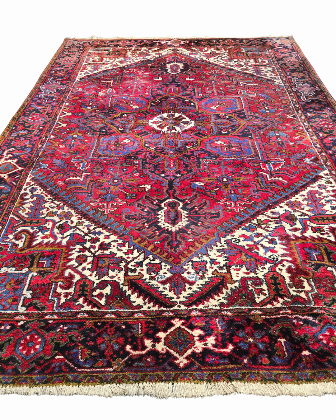 Groot Perzisch tapijt Heriz 342x245 wollen vloerkleed handgeknoopt iran