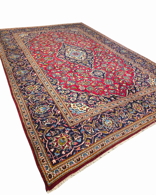 Groot Perzisch tapijt kashan 350x250 wollen vloerkleed handgeknoopt Iran