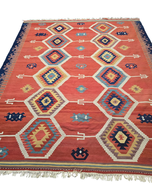 Tribal Kelim Iran 250x210 handgeweven wollen vloerkleed