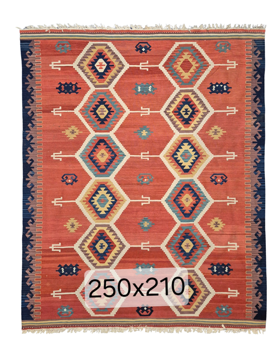 Tribal Kelim Iran 250x210 handgeweven wollen vloerkleed