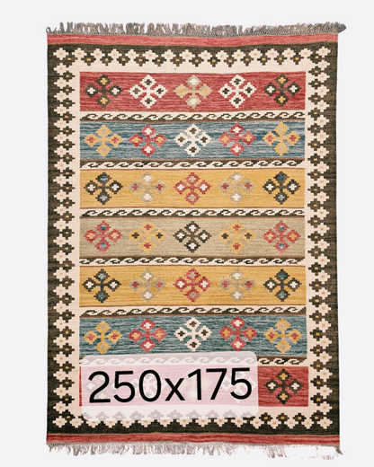 Tribal Kelim Turkije 240x170 handgeweven wollen vloerkleed