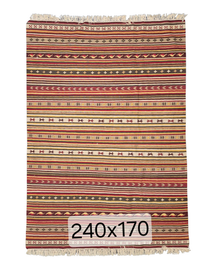Tribal Kelim Turkije 240x170 handgeweven wollen vloerkleed