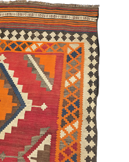 Tribal Kelim kashkay 290x150 handgeweven wollen vloerkleed