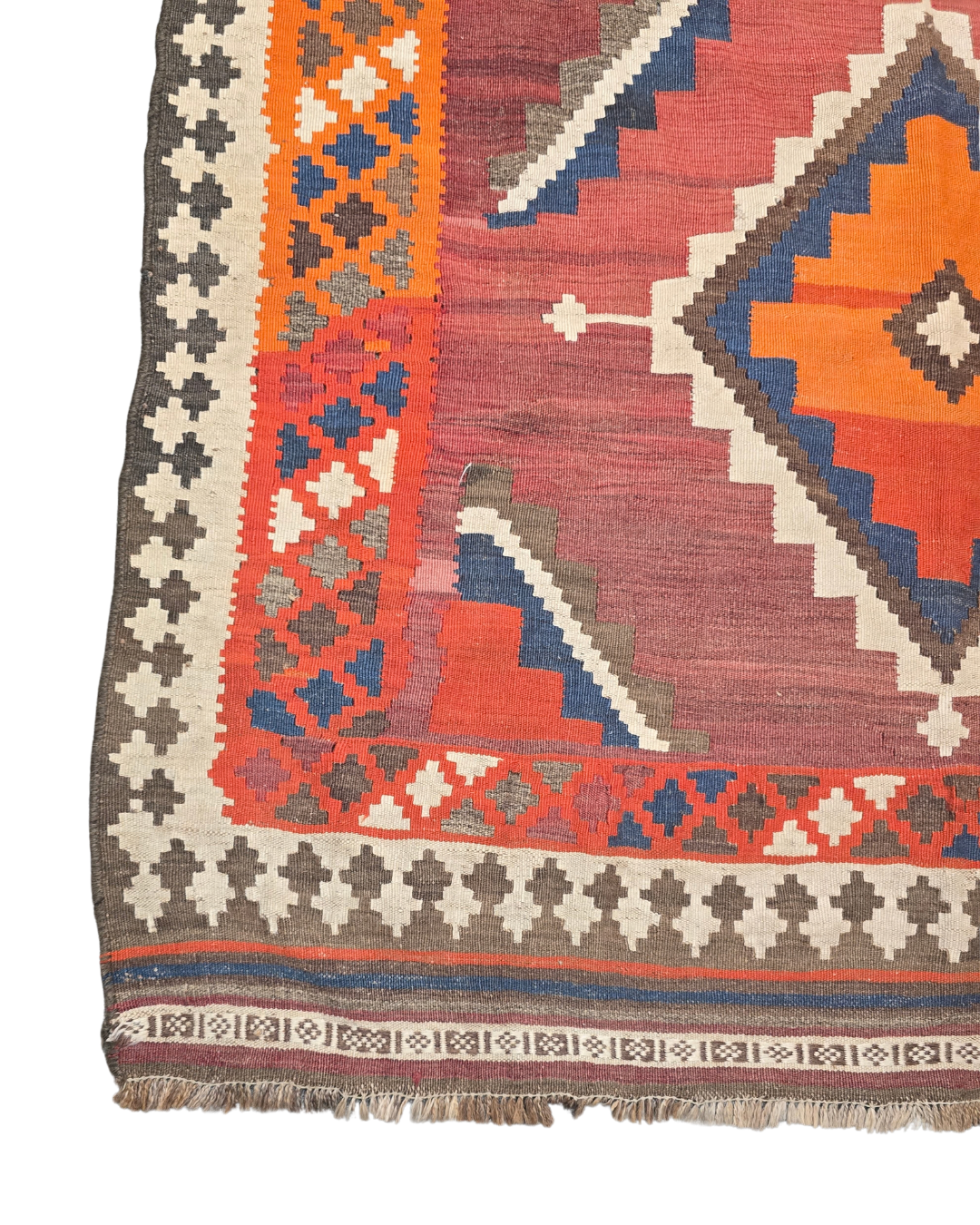 Tribal Kelim kashkay 290x150 handgeweven wollen vloerkleed