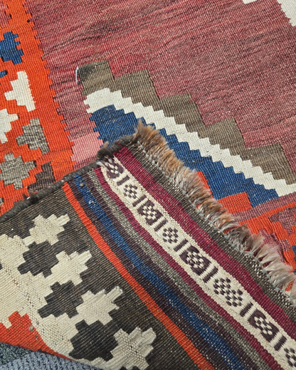 Tribal Kelim kashkay 290x150 handgeweven wollen vloerkleed