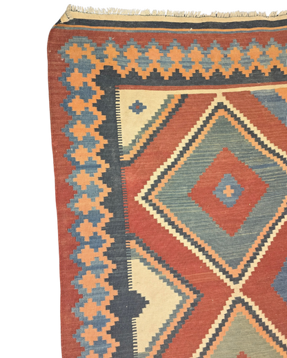 Tribal Kelim Turkije 300x210 handgeweven wollen vloerkleed