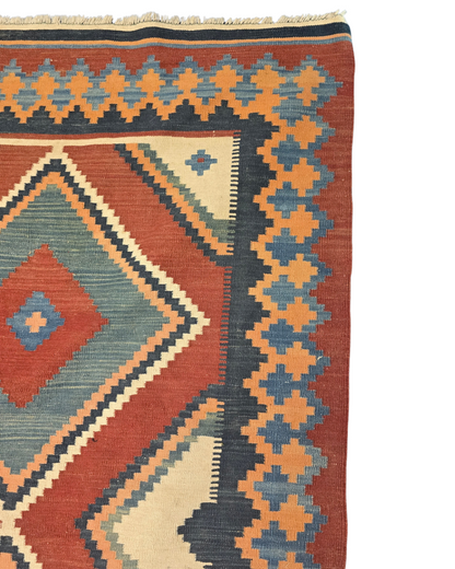 Tribal Kelim Turkije 300x210 handgeweven wollen vloerkleed