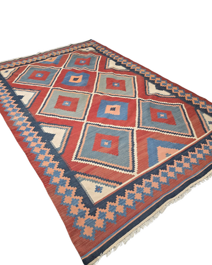 Tribal Kelim Turkije 300x210 handgeweven wollen vloerkleed