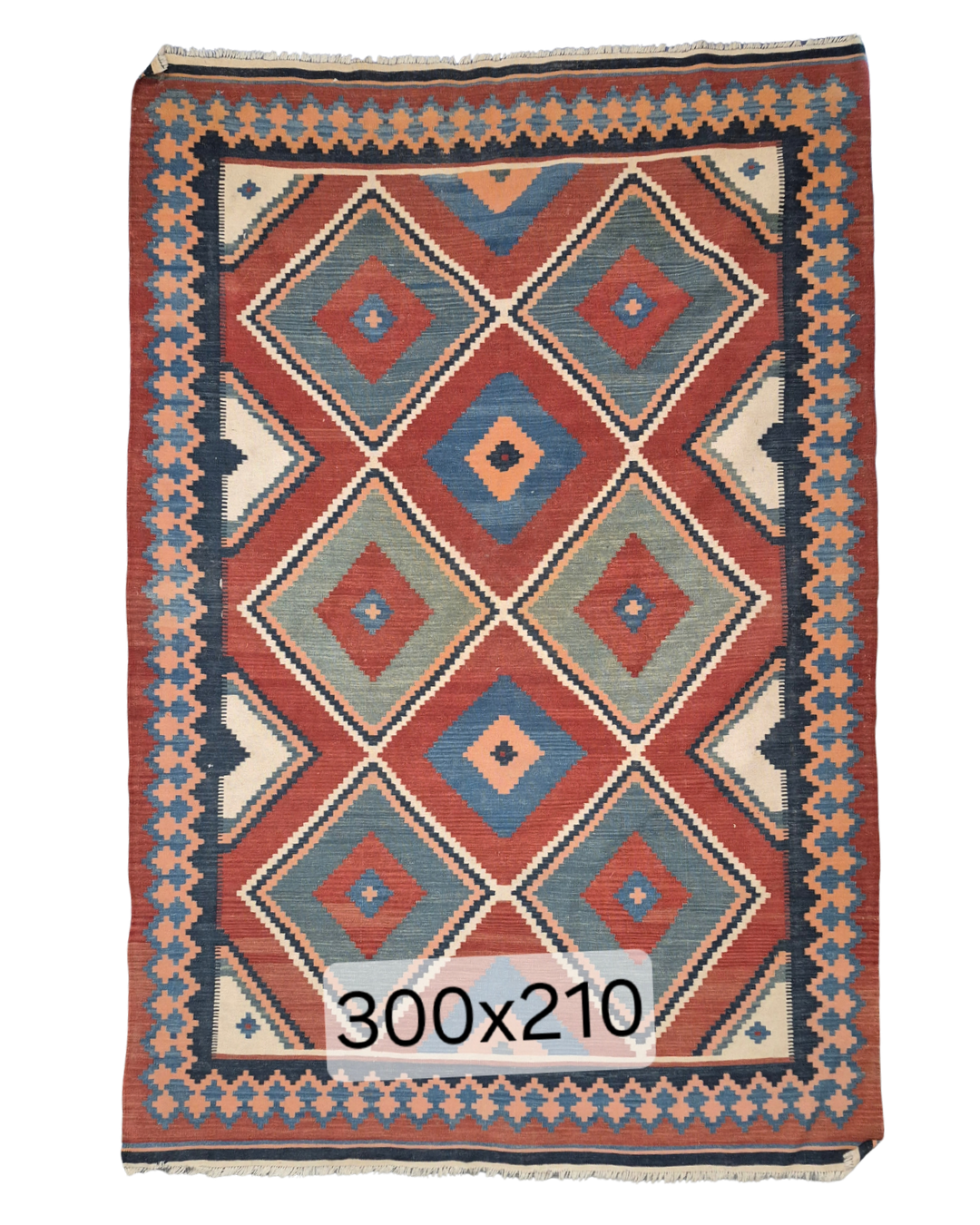 Tribal Kelim Turkije 300x210 handgeweven wollen vloerkleed