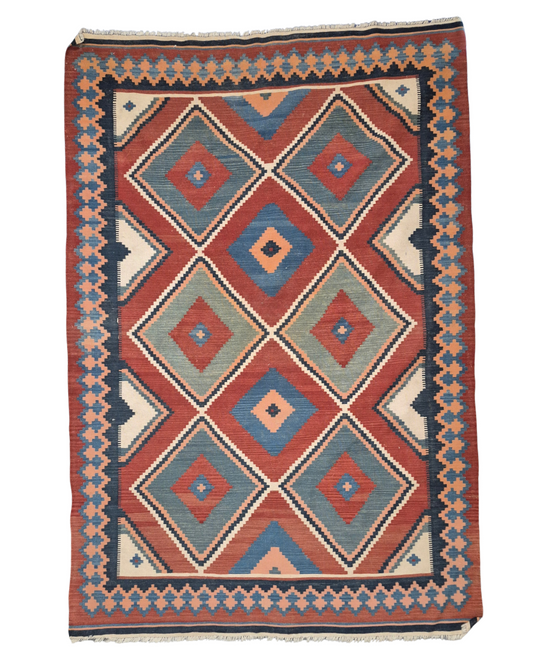 Tribal Kelim Turkije 300x210 handgeweven wollen vloerkleed