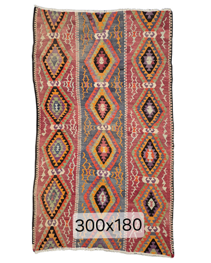 Tribal Kelim Iran 300x180 handgeweven wollen vloerkleed
