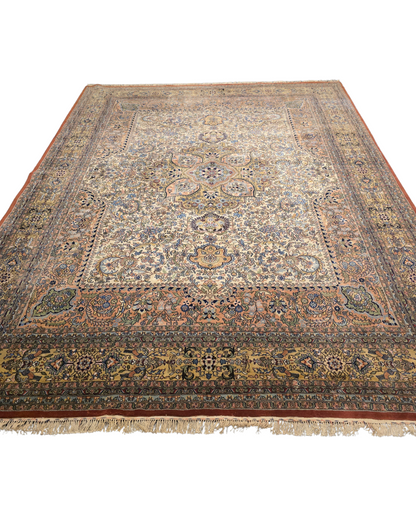 Groot Perzisch tapijt Kirman lavar 402x300 wollen vloerkleed handgeknoopt Iran
