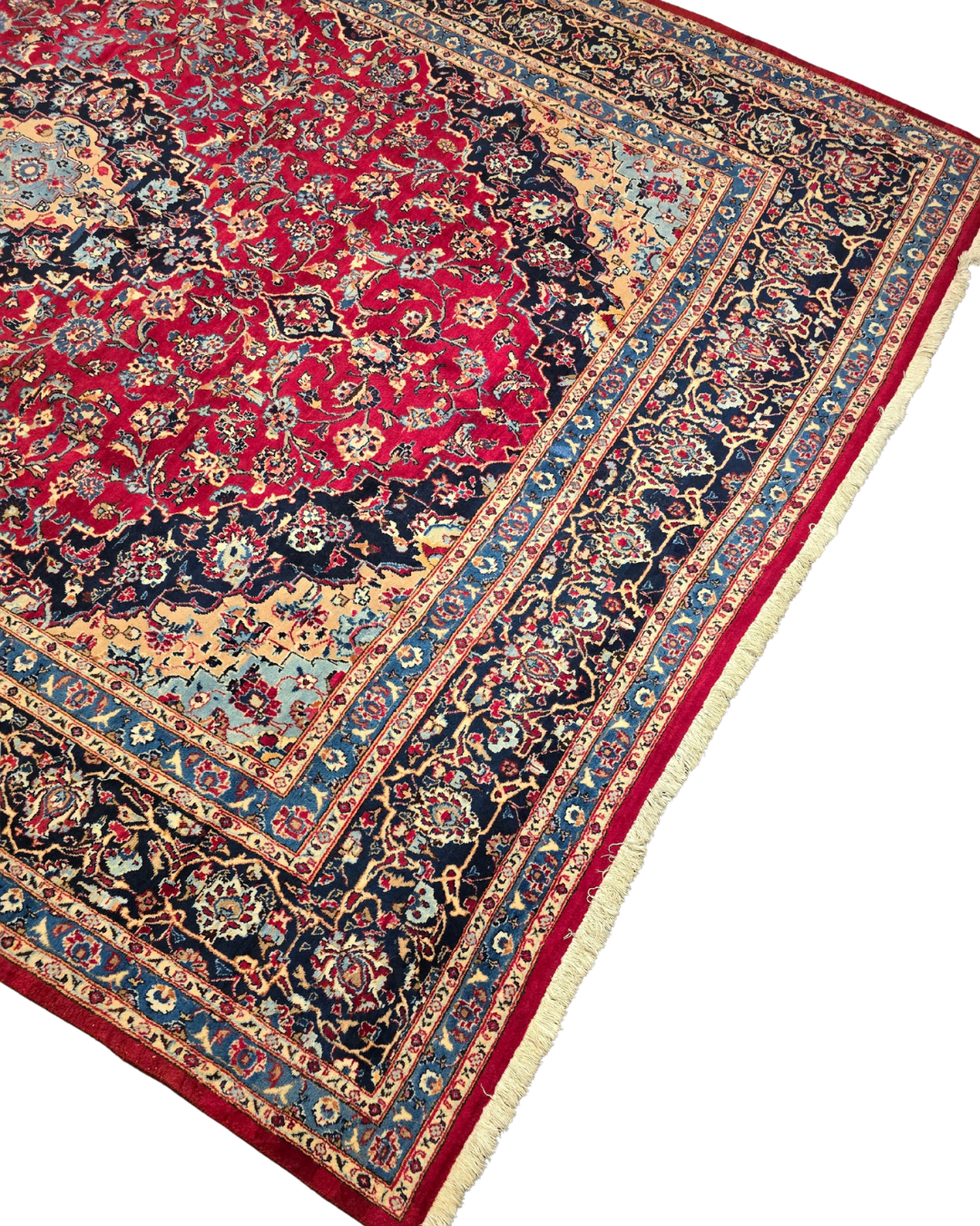 Groot Perzisch tapijt Kashan 350x250 wollen vloerkleed Iran handgeknoopt