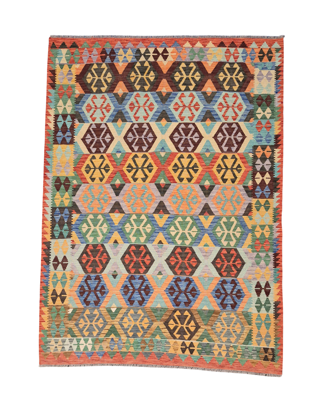 Afgan tribal Kelim 240x174 wollenvloerkleed Flatweave