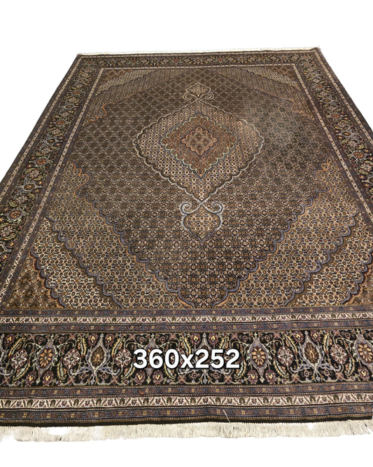 Groot Perzisch tapijt Tabriz 360x252 wollen vloerkleed iran handgeknoopt