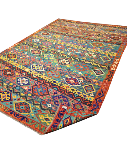 XL Groot Afghan Kelim Tapijt Perzisch 358x255 wollen vloerkleed