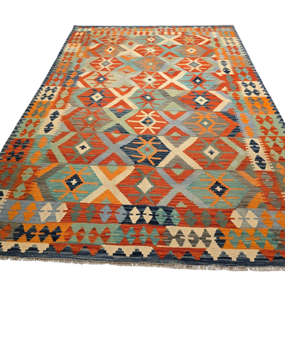 Kelim tapijt Afghan perzisch 298x203 wollen vloerkleed