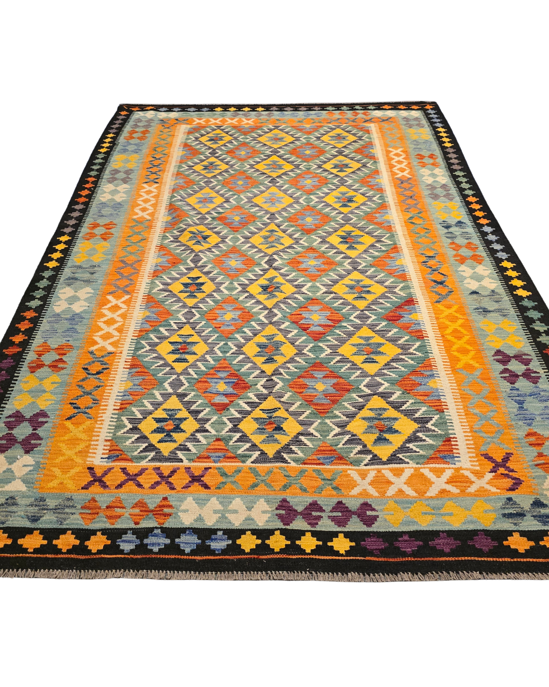 Kelim tapijt Afghan perzisch 286x191 wollen vloerkleed