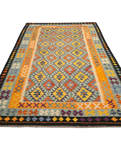 Kelim tapijt Afghan perzisch 286x191 wollen vloerkleed