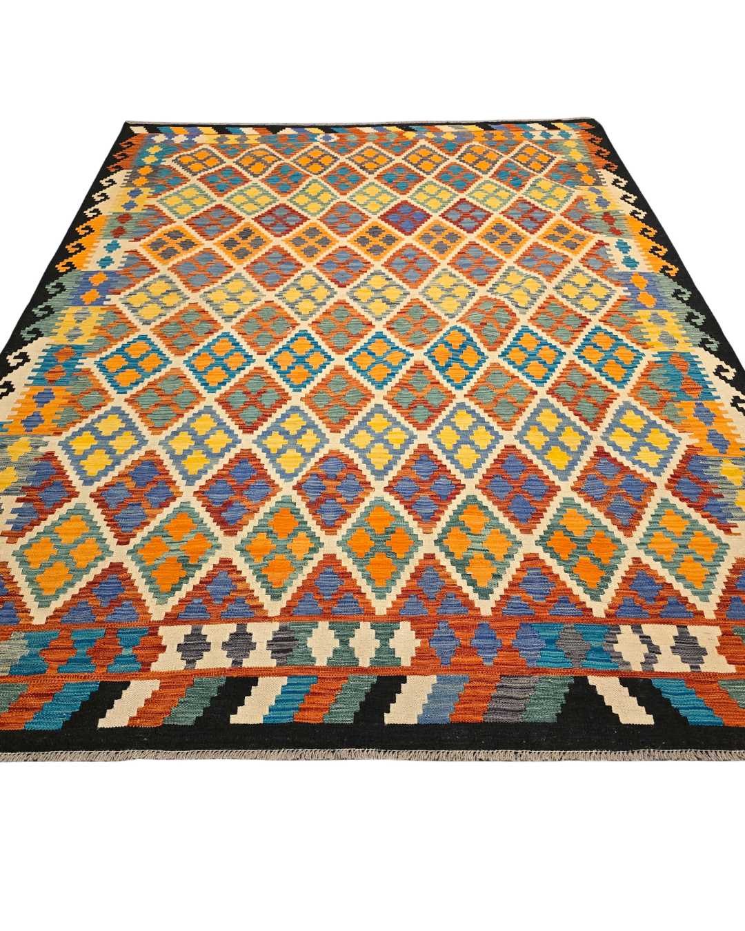 Afghan Tribal kelim 291x203 wollen vloerkleed flatweave