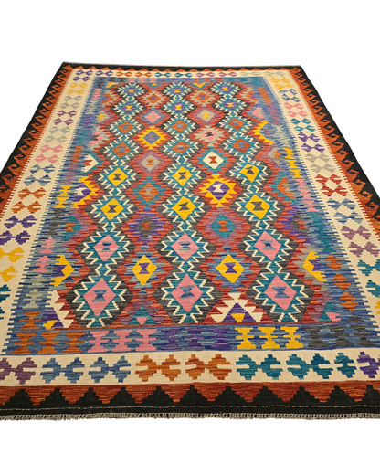 Kelim tapijt Afghan perzisch 304x205 wollen vloerkleed