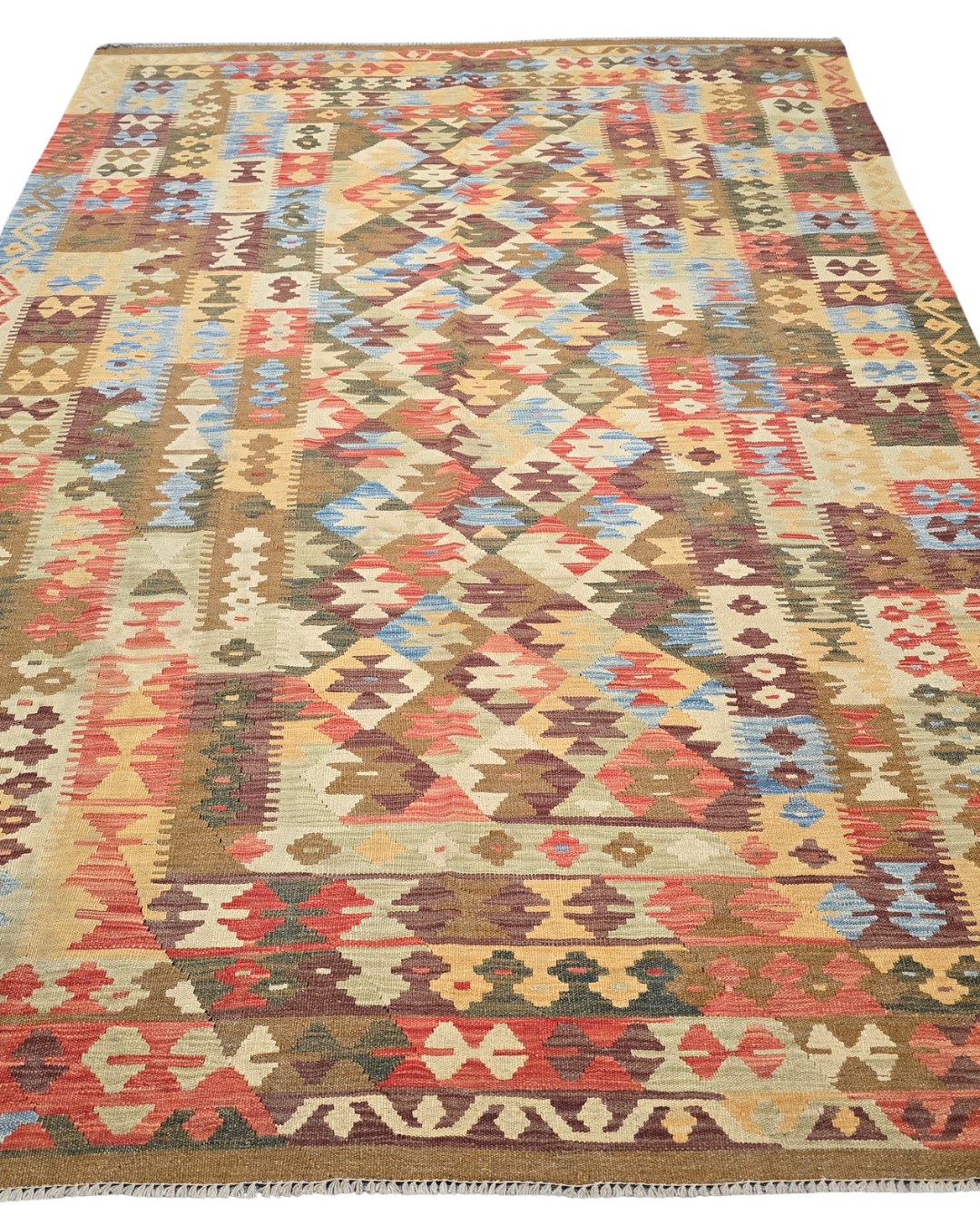 Afgan tribal Kelim 300x200 wollen vloerkleed handgeweven