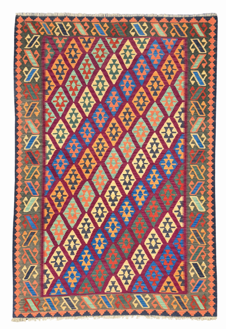 Afgan Tribal kelim 260x176 wollen vloerkleed flatweave