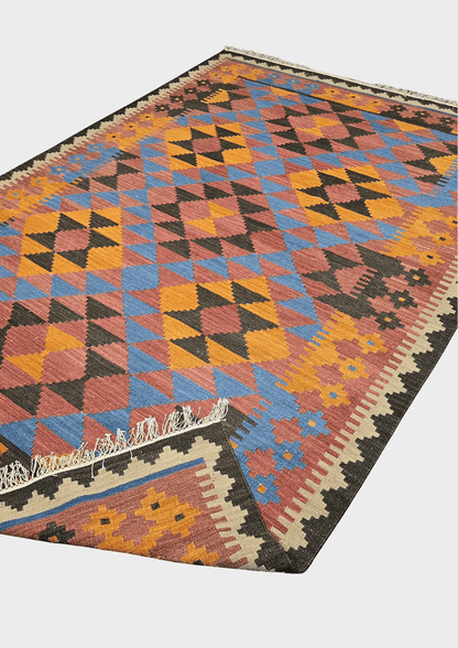 Afgan tribal kelim 300x200 handgeweven wollen vloerkleed
