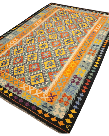 Kelim tapijt Afghan perzisch 286x191 wollen vloerkleed
