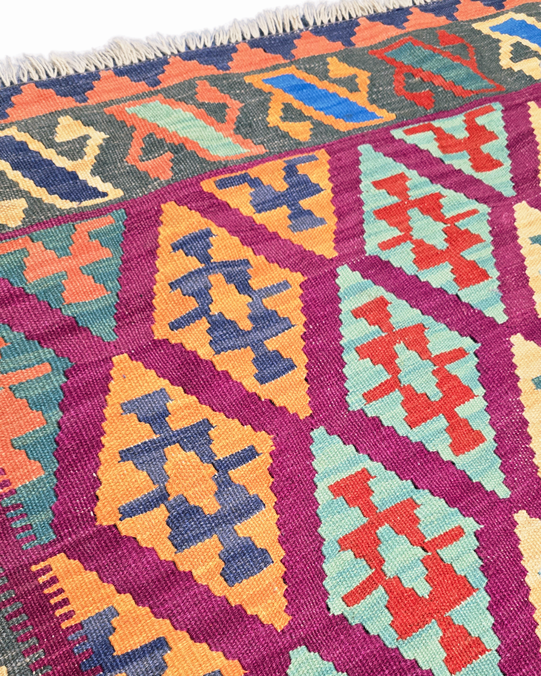 Afgan Tribal kelim 260x176 wollen vloerkleed flatweave