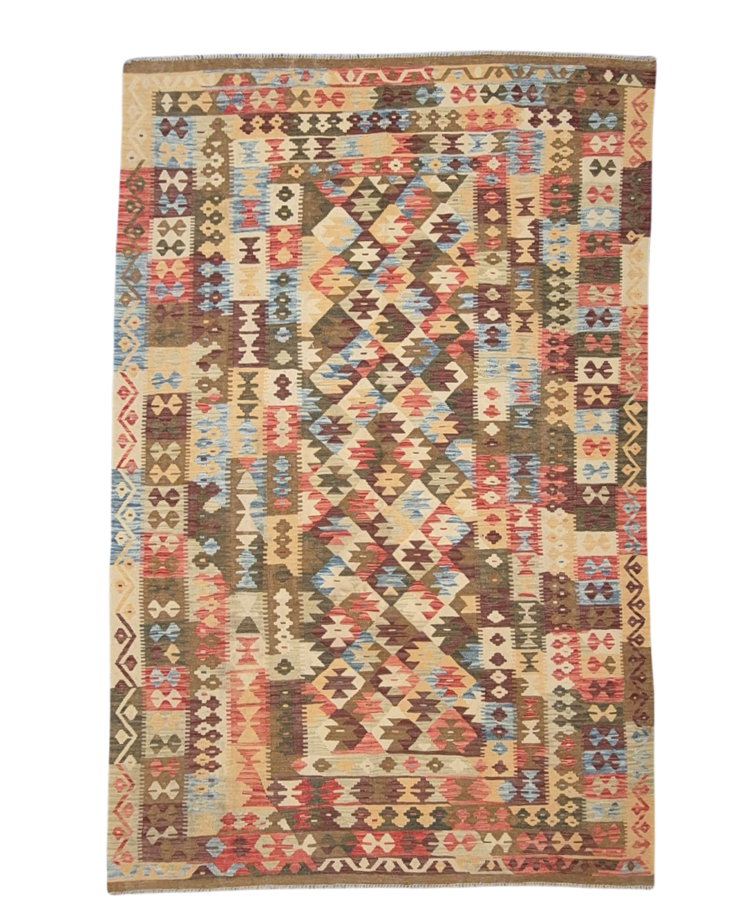 Afgan tribal Kelim 300x200 wollen vloerkleed handgeweven