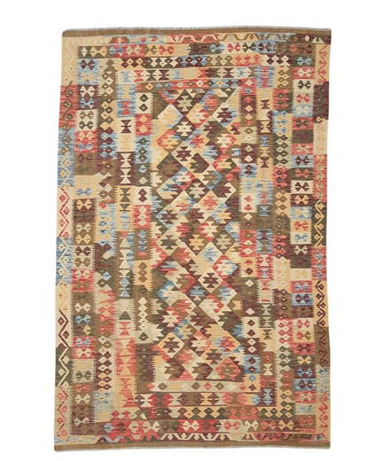 Afgan tribal Kelim 300x200 wollen vloerkleed handgeweven