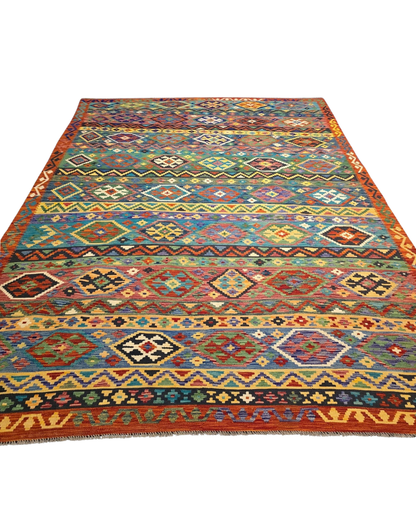 XL Groot Afghan Kelim Tapijt Perzisch 358x255 wollen vloerkleed