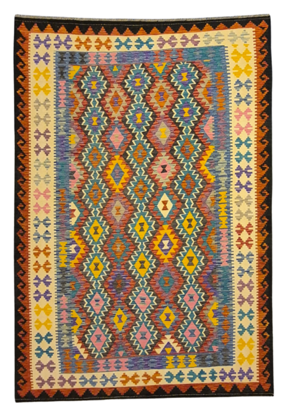 Kelim tapijt Afghan perzisch 304x205 wollen vloerkleed