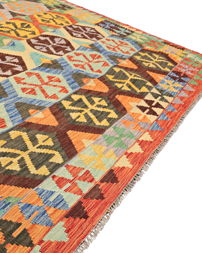 Afgan tribal Kelim 240x174 wollenvloerkleed Flatweave