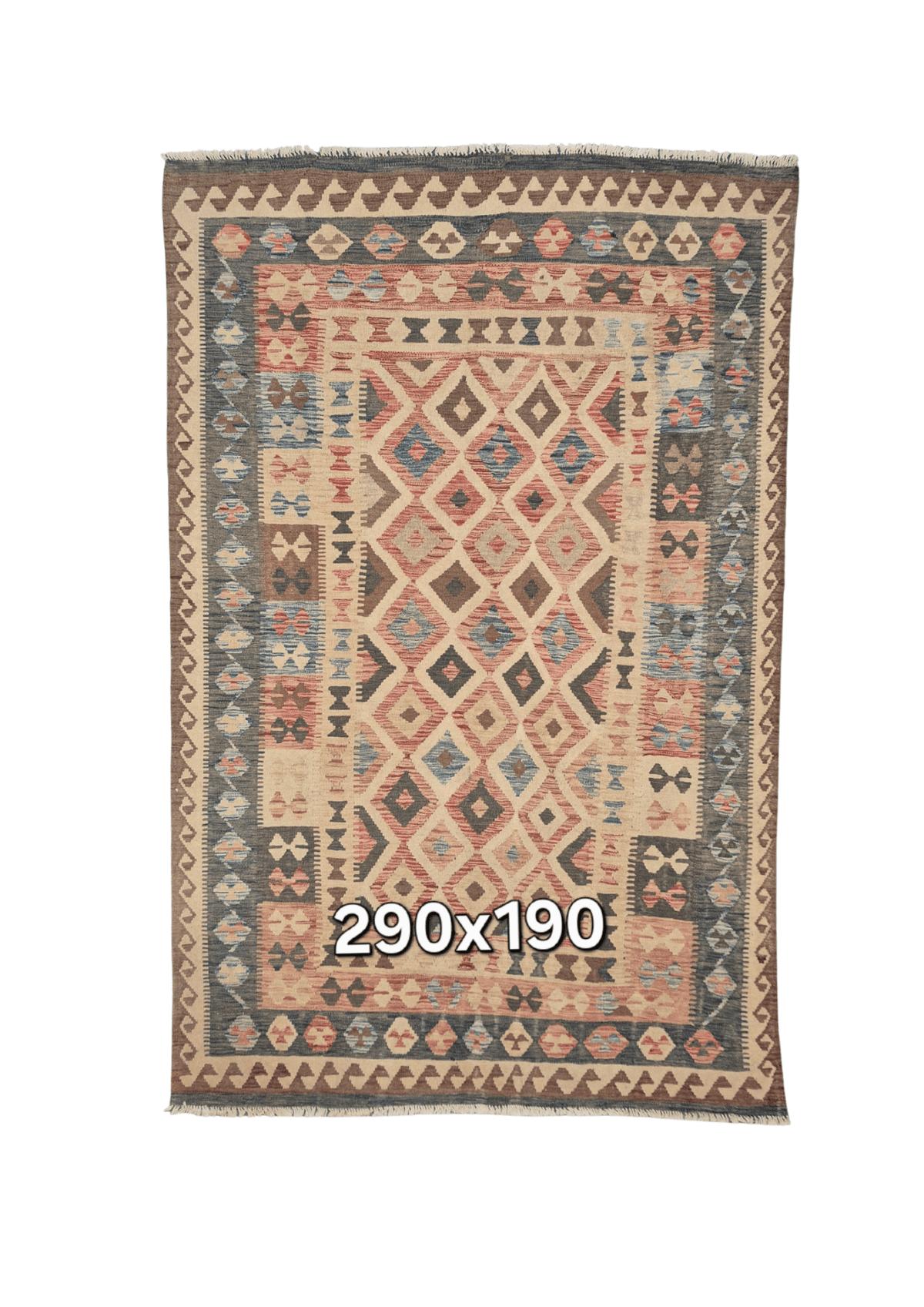 Afgan tribal kelim 290x190 handgeweven wollen vloerkleed