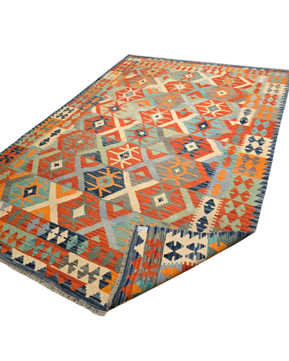 Kelim tapijt Afghan perzisch 298x203 wollen vloerkleed