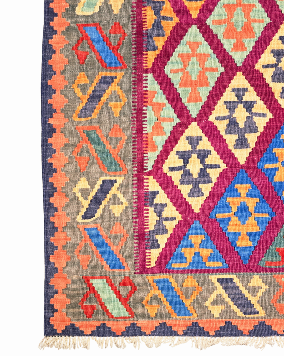 Afgan Tribal kelim 260x176 wollen vloerkleed flatweave
