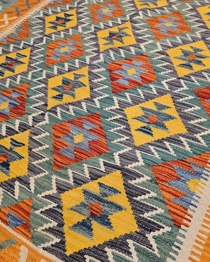 Kelim tapijt Afghan perzisch 286x191 wollen vloerkleed