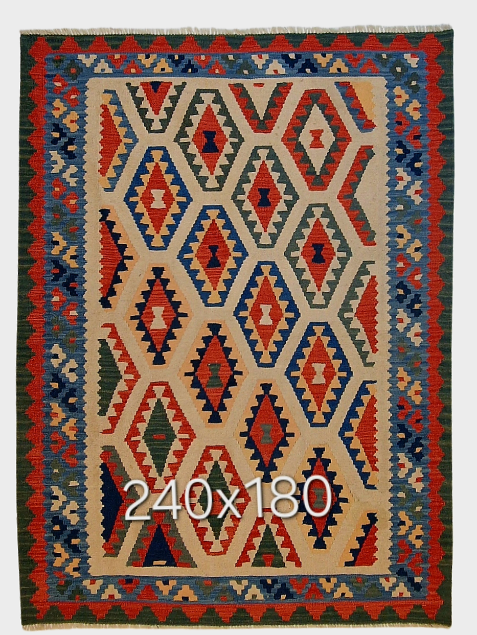 Kelim Fars Ghashgai 240x180 wollen vloerkleed flatweave handgeweven