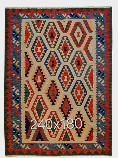 Kelim Fars Ghashgai 240x180 wollen vloerkleed flatweave handgeweven