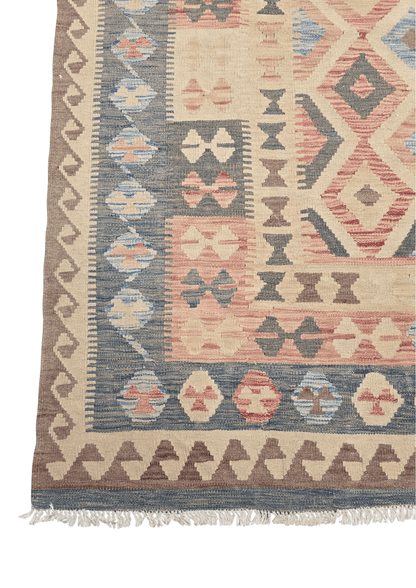 Afgan tribal kelim 290x190 handgeweven wollen vloerkleed
