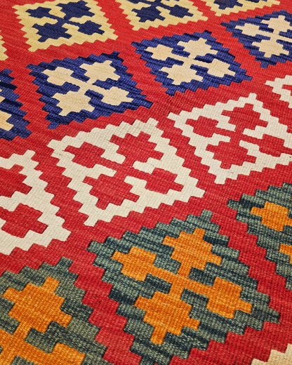 Tribal Kelim Afganistan 250x180 wollen vloerkleed handgeweven