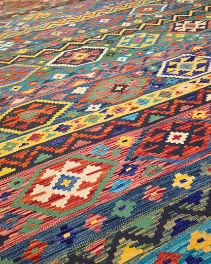 XL Groot Afghan Kelim Tapijt Perzisch 358x255 wollen vloerkleed