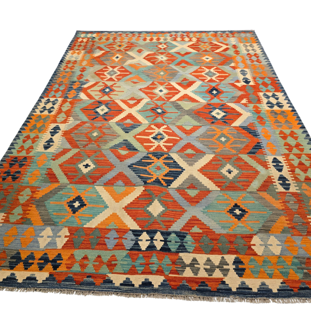 Kelim tapijt Afghan perzisch 298x203 wollen vloerkleed
