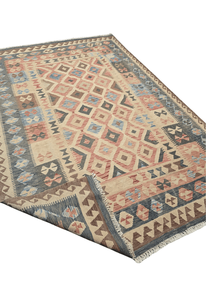 Afgan tribal kelim 290x190 handgeweven wollen vloerkleed