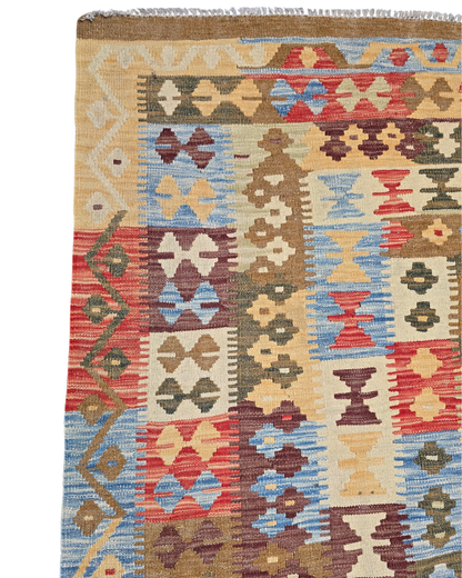 Afgan tribal Kelim 300x200 wollen vloerkleed handgeweven