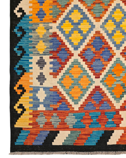 Afghan Tribal kelim 291x203 wollen vloerkleed flatweave